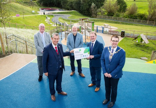 Killinchy Community Park (L-R): Bill Megraw (LAG Vice-Chair); DAERA Minister Edwin Poots MLA; Harry Harvey MLA; Councillor Joe Boyle (LAG Chair); Deputy Mayor of Ards and North Down, Councillor Robert Adair. Image: Graham Baalham-Curry.